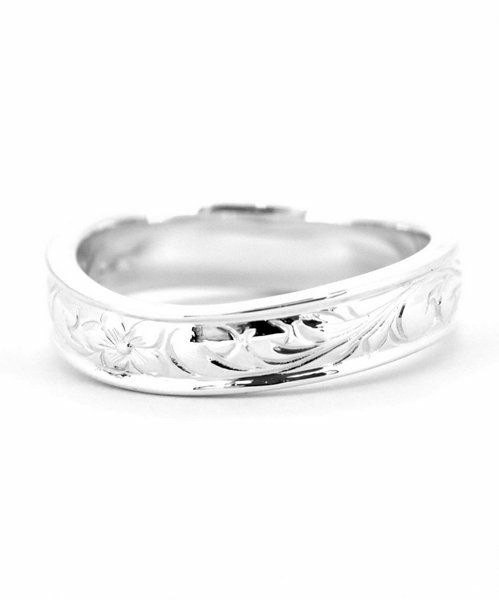 ミディアムプルメリアウェーブリング/シルバー925