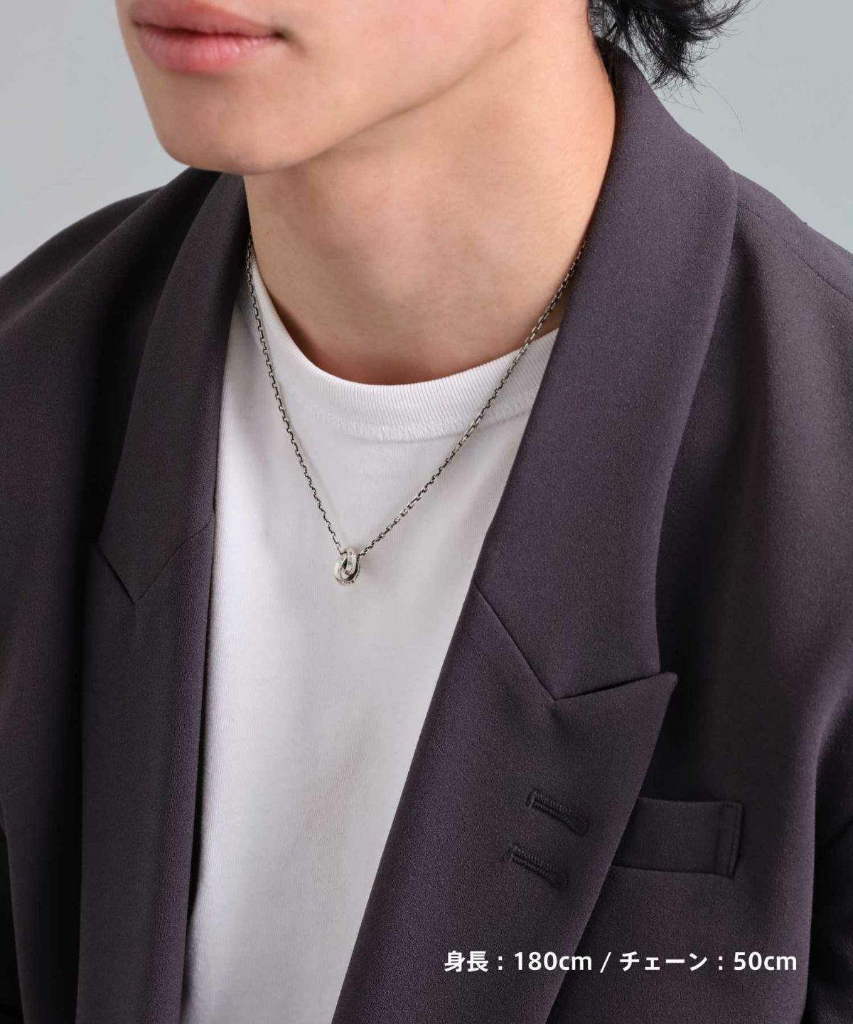 フェザーダブルリングネックレス/シルバー925