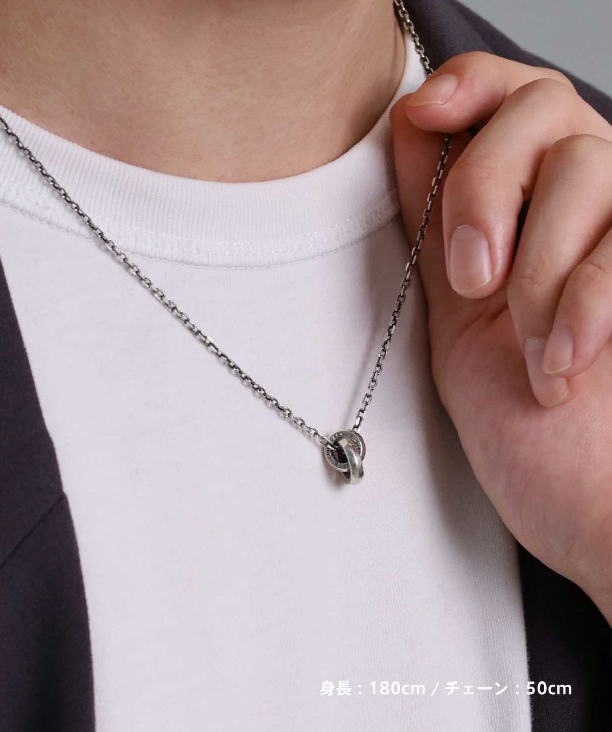 フェザーダブルリングネックレス/シルバー925