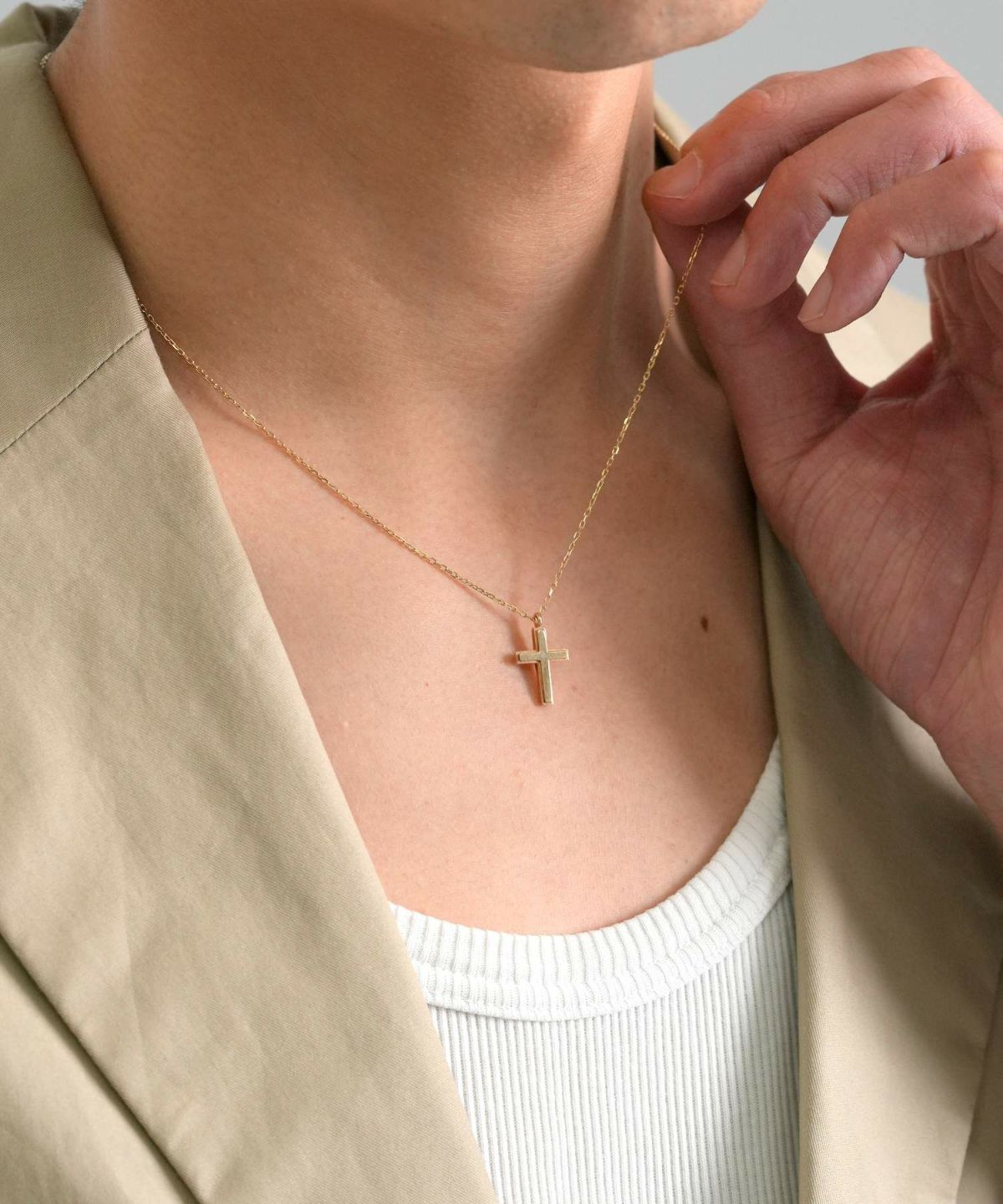 プレーンクロス プチネックレス/K10ゴールド（イエローゴールド・ホワイトゴールド）
