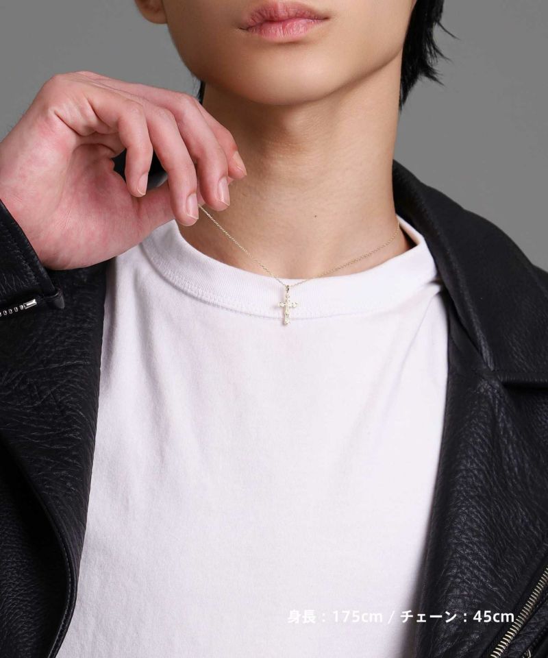 ヴィクトリアンクロスプチネックレス/K10ゴールド（イエローゴールド・ホワイトゴールド）