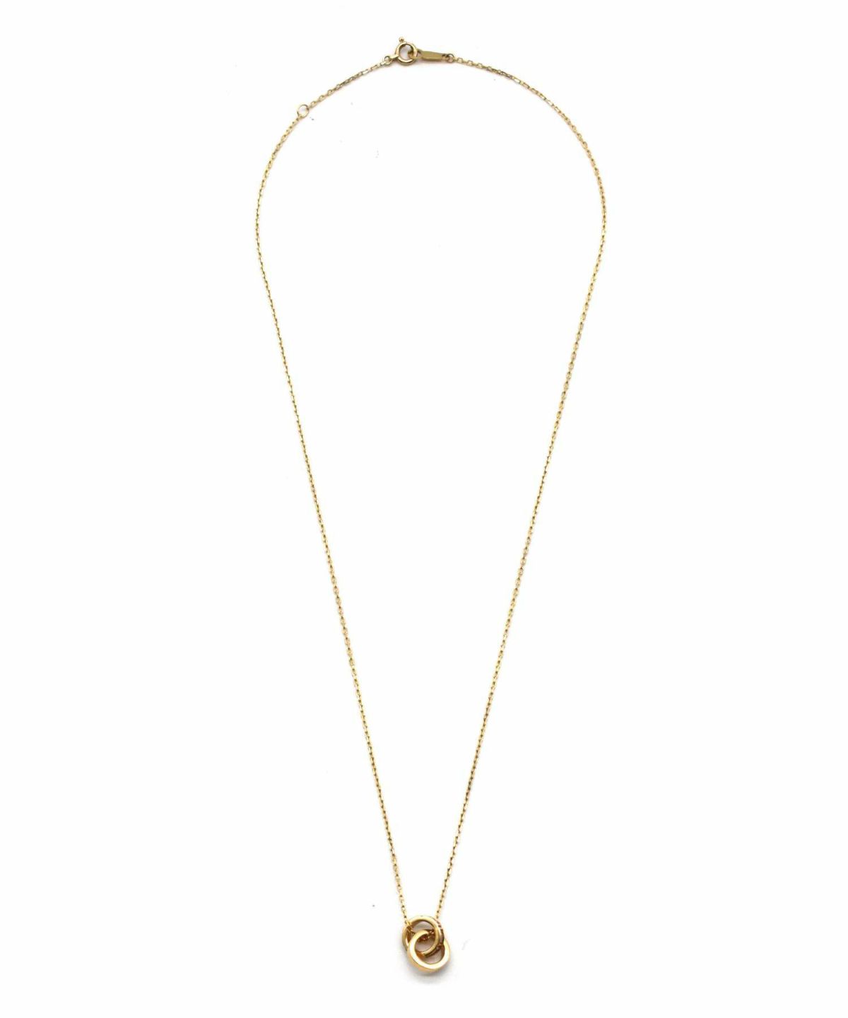 ダブルリングプチネックレス/K10ゴールド（イエローゴールド・ホワイトゴールド）