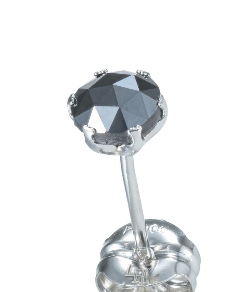 【美品】ブラックダイヤモンドピアス Mサイズ プラチナ900 Petite Modern”ブラックダイヤモンドピアス（Mサイズ/0.25CT