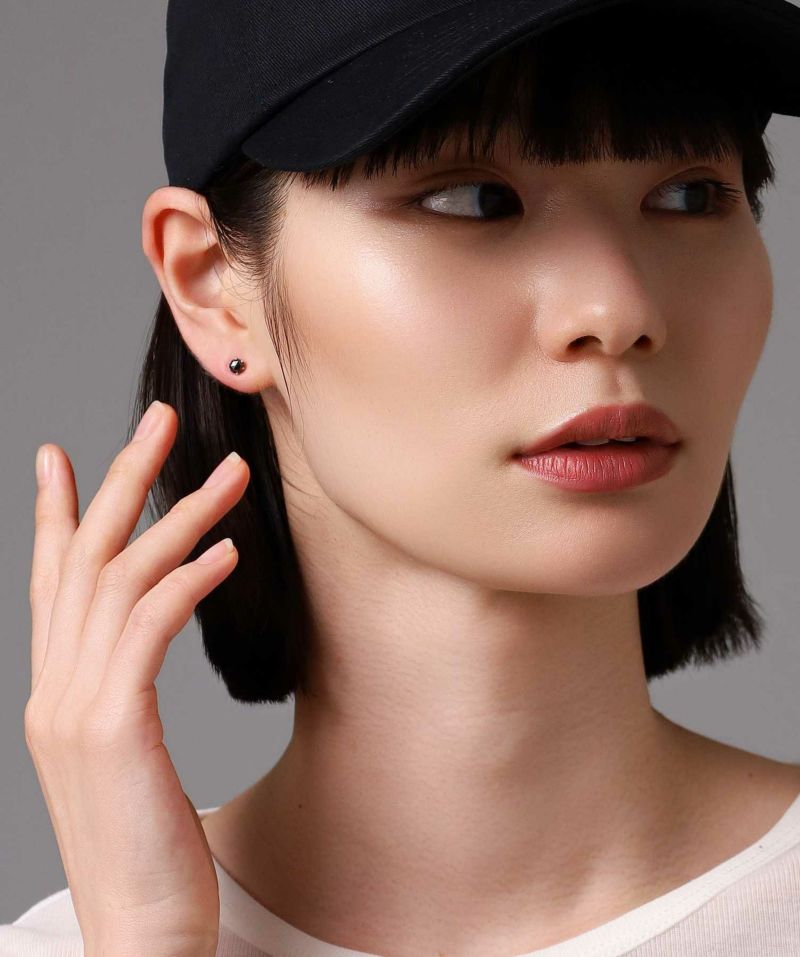 【美品】ブラックダイヤモンドピアス Mサイズ プラチナ900 Petite Modern”ブラックダイヤモンドピアス（Mサイズ/0.25CT
