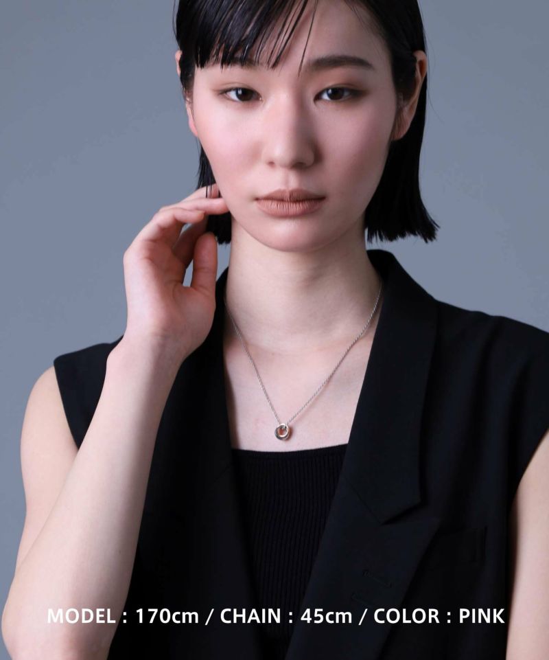 【WEB限定】ウェーブダブルリングネックレス/サージカルステンレス（シルバー・ライトブラック・ブルー・ピンク）