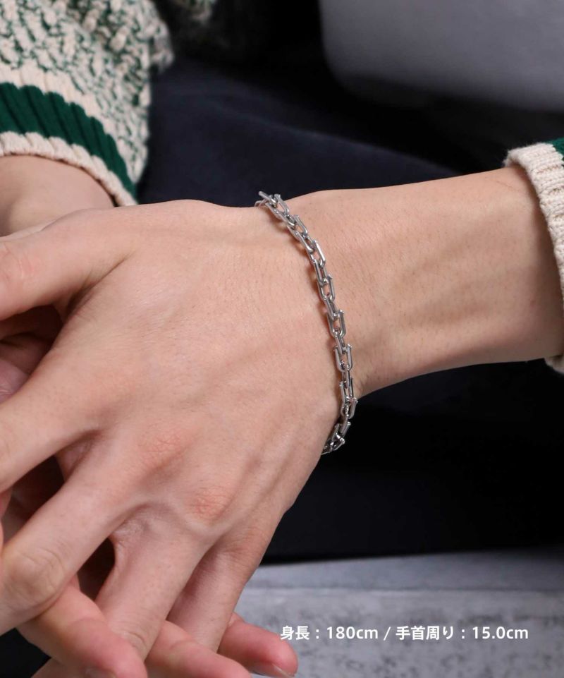 【美品】シルバーゴールドリンクブレスレット LUCK”スリムリンクブレスレット/シルバー925 | LION HEART STORE