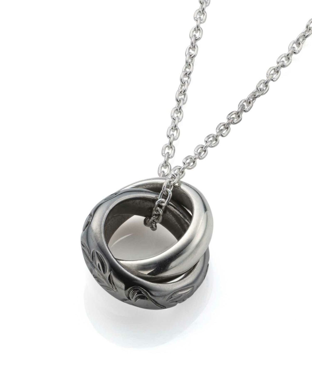 ブルームダブルリングネックレス/シルバー925（ブラック・ピンク）