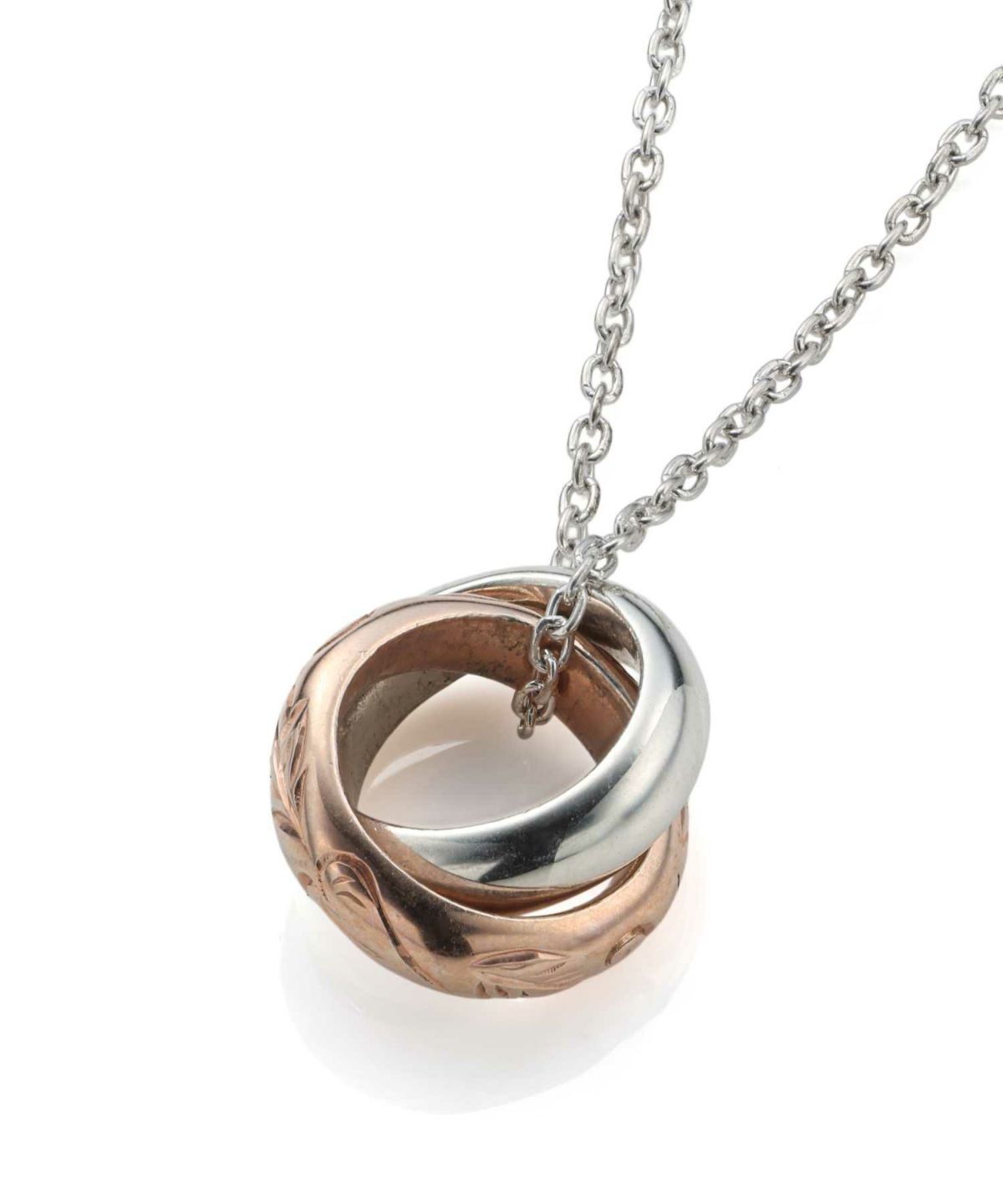 ブルームダブルリングネックレス/シルバー925（ブラック・ピンク）