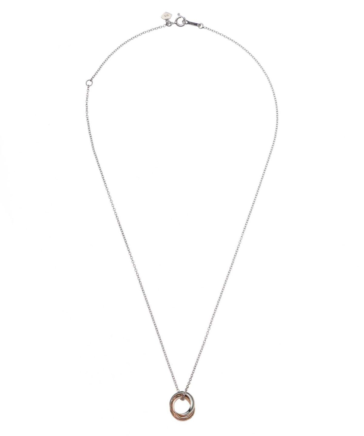 ブルームダブルリングネックレス/シルバー925（ブラック・ピンク）