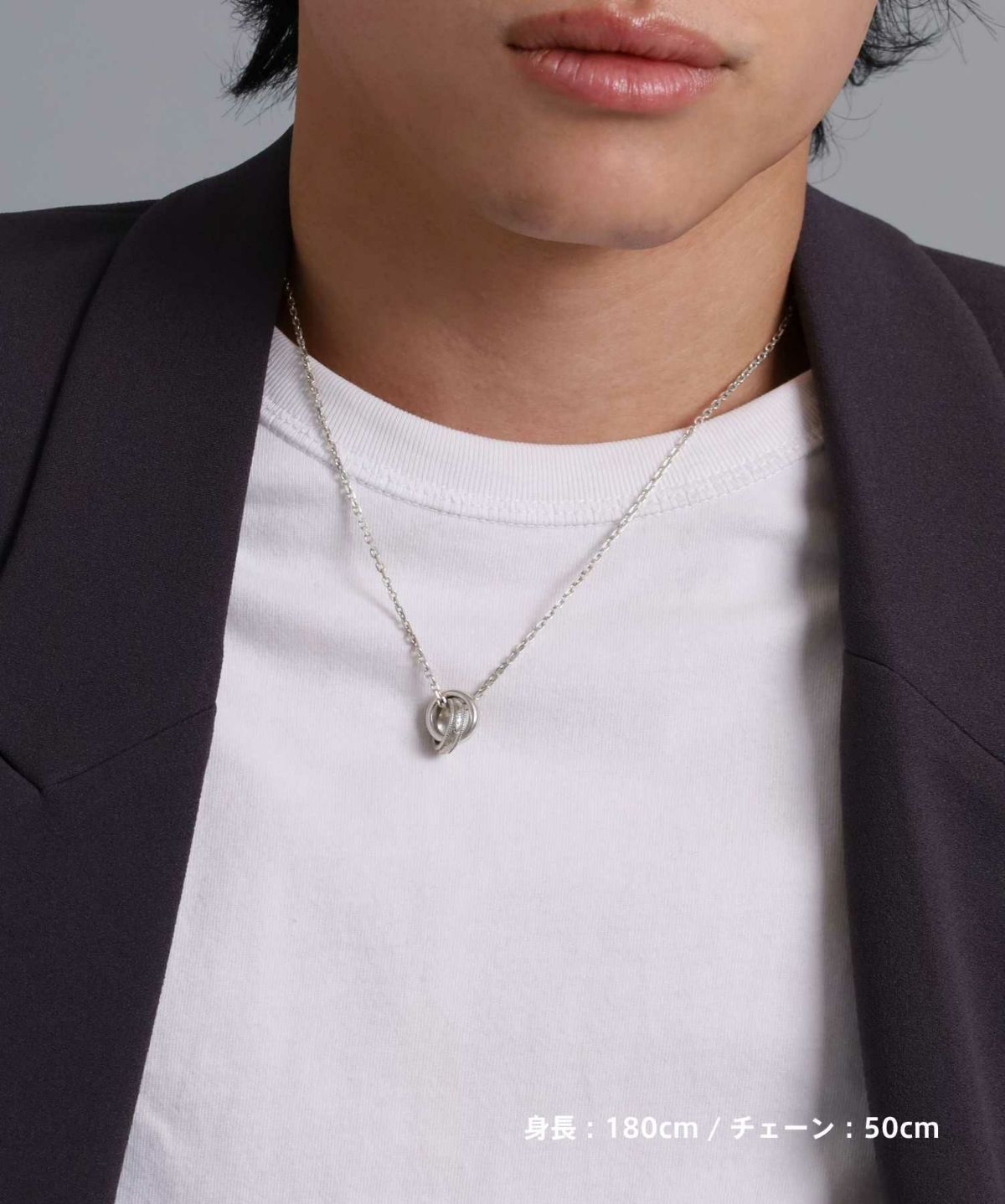 エレガンスヘリテイジダブルリングネックレス/シルバー925