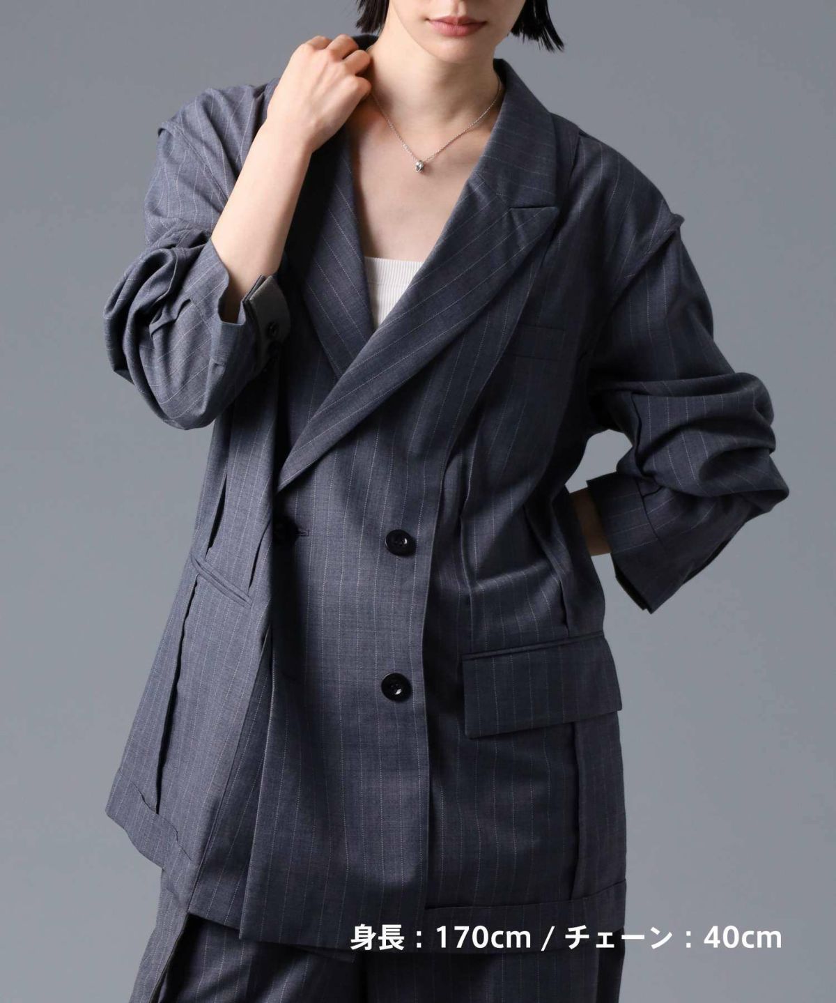 ジ・エッジダブルリングペアネックレス/シルバー/シルバー925