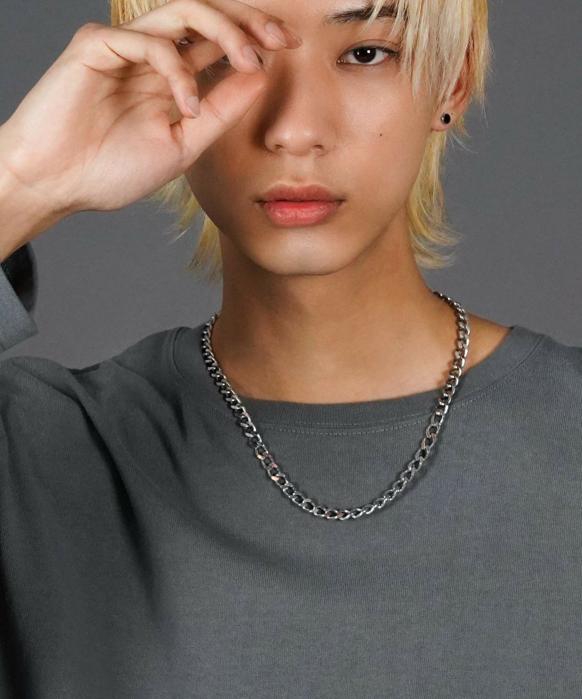 【WEB限定】ワイドチェーンネックレス/7mm幅カットキヘイ/サージカルステンレス