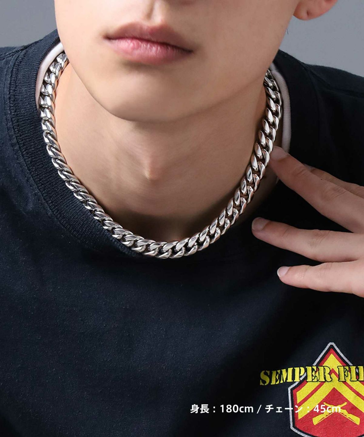 【WEB限定】ワイドチェーンネックレス/12mm幅キヘイ/サージカルステンレス