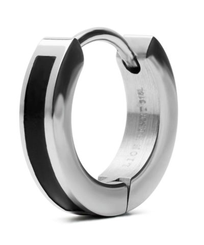 【限定展開】“LH-1”ラインフープピアス（シルバー×ブラック）/サージカルステンレス（金属アレルギー対応）