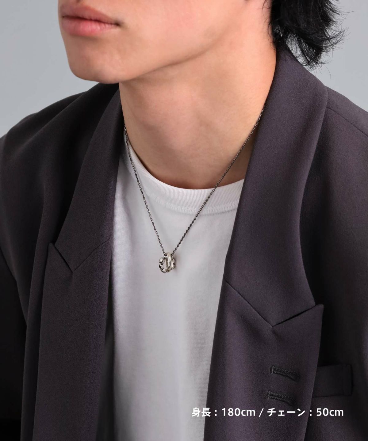シャープウェーブリングネックレス/シルバー925