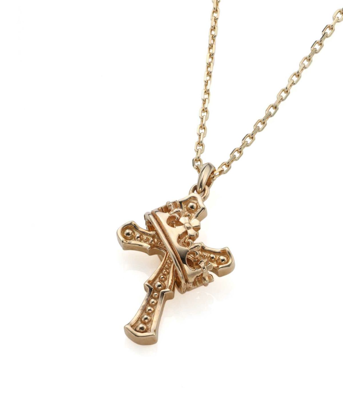 クロス＆クラウンプチネックレス/K10ゴールド