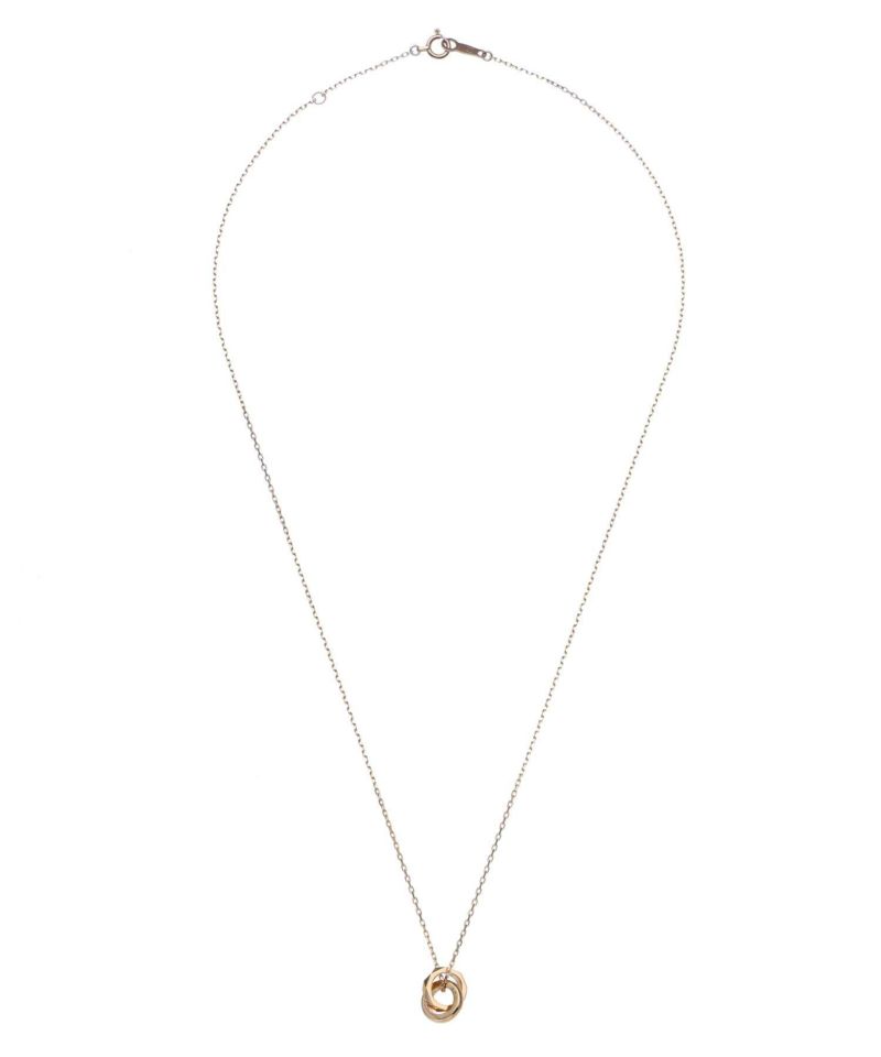 カッティングダブルリングプチネックレス/K10ゴールド