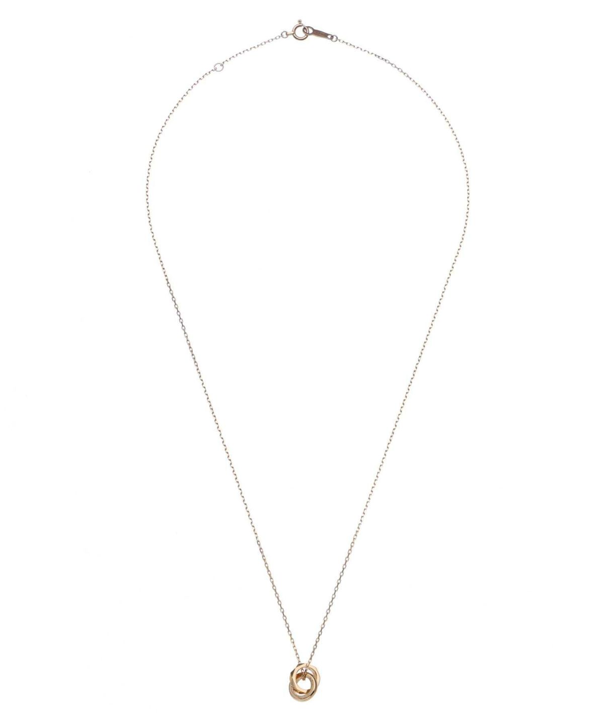 カッティングダブルリングプチネックレス/K10ゴールド