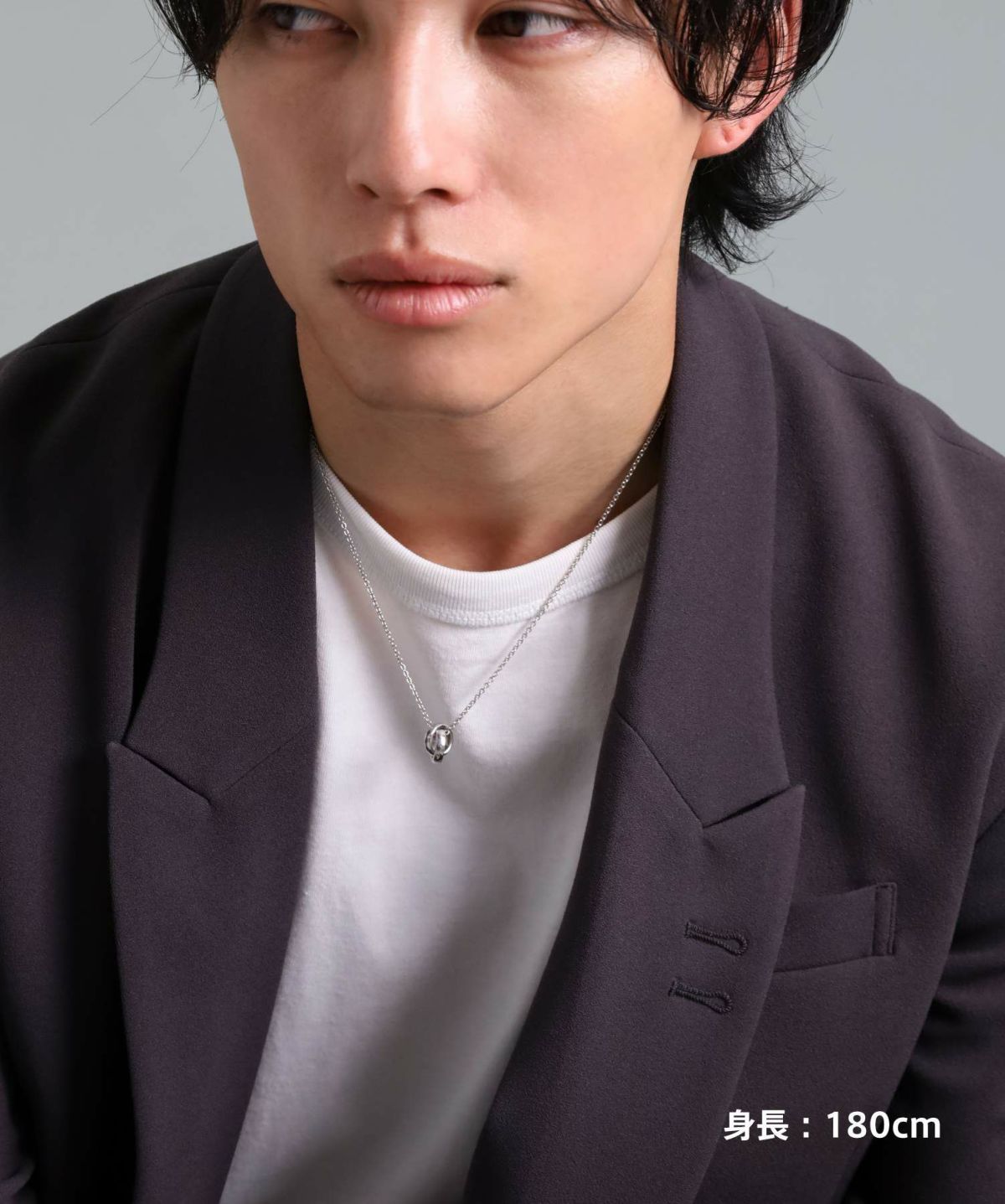 “THE EDGE”カッティングダブルリングネックレス/シルバー/シルバー925