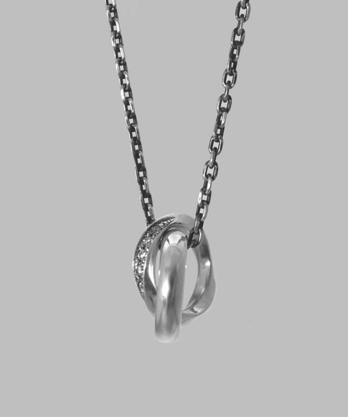 ロイヤルツイストダブルリングネックレス/シルバー925