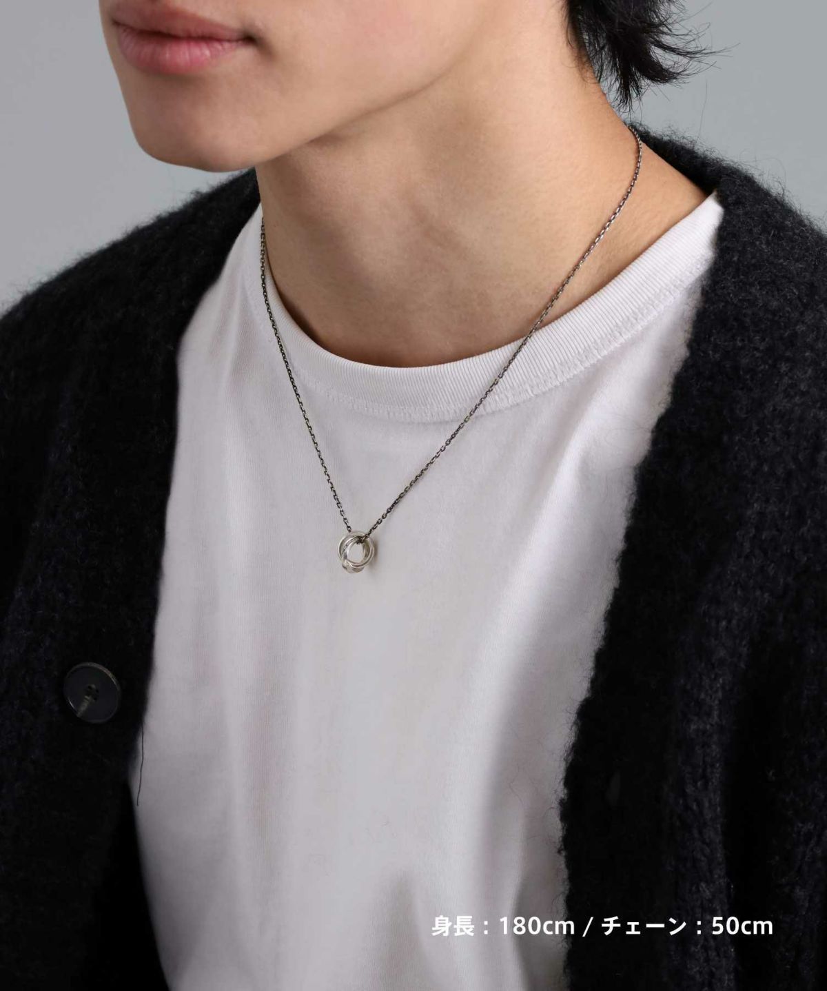 ロイヤルツイストダブルリングネックレス/シルバー925