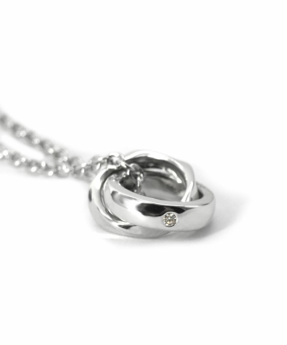 ウェーブダブルリングネックレス/シルバー/シルバー925