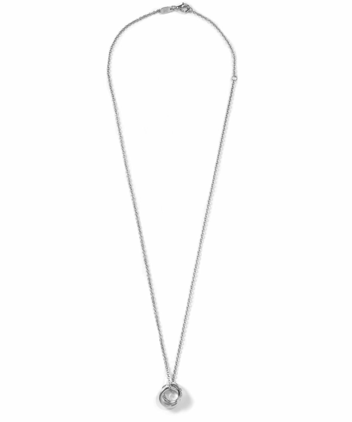 ラージウェーブダブルリングネックレス/シルバー/シルバー925