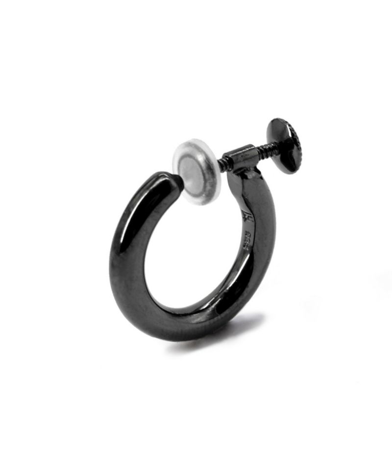 シルバーイヤリング/プレーン/シルバー925（ブラック）