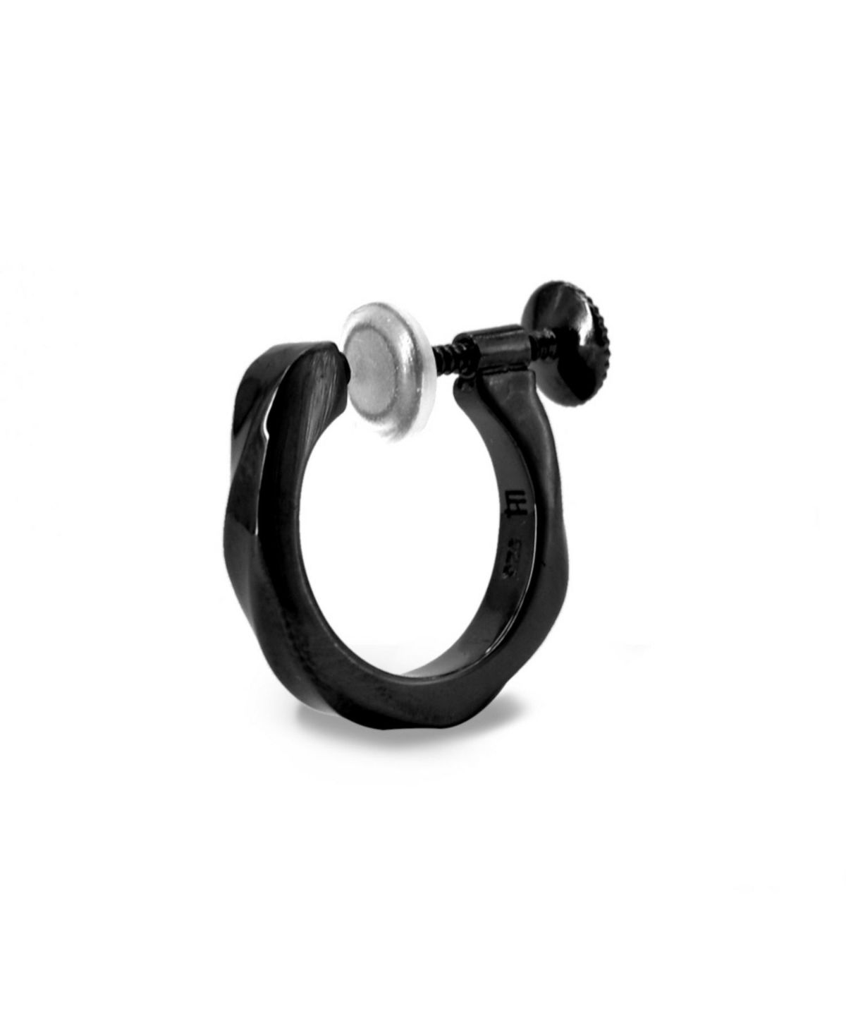 シルバーイヤリング/ツイストテクスチャー/シルバー925（ブラック）