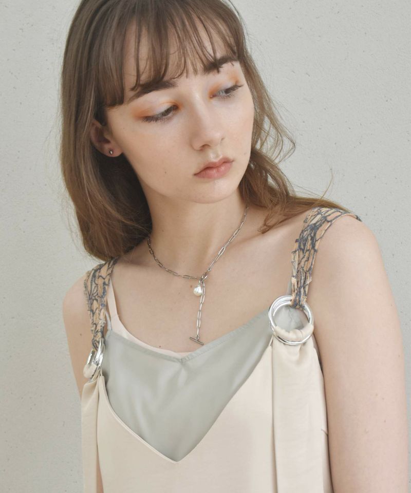 ポイントパールチェーンネックレス/シルバー/サージカル ポイントパールチェーンネックレス/シルバー/サージカル