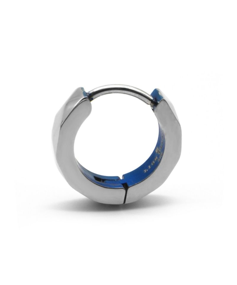 【WEB限定】カッティングフープピアス/シルバー×ブルー/サージカルステンレス316L（金属アレルギー対応）