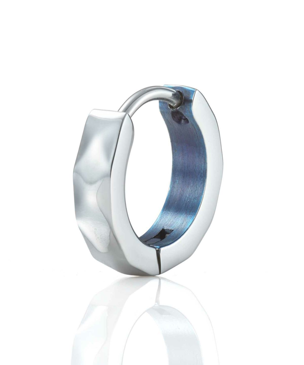 【WEB限定】カッティングフープピアス/シルバー×ブルー/サージカルステンレス316L（金属アレルギー対応）