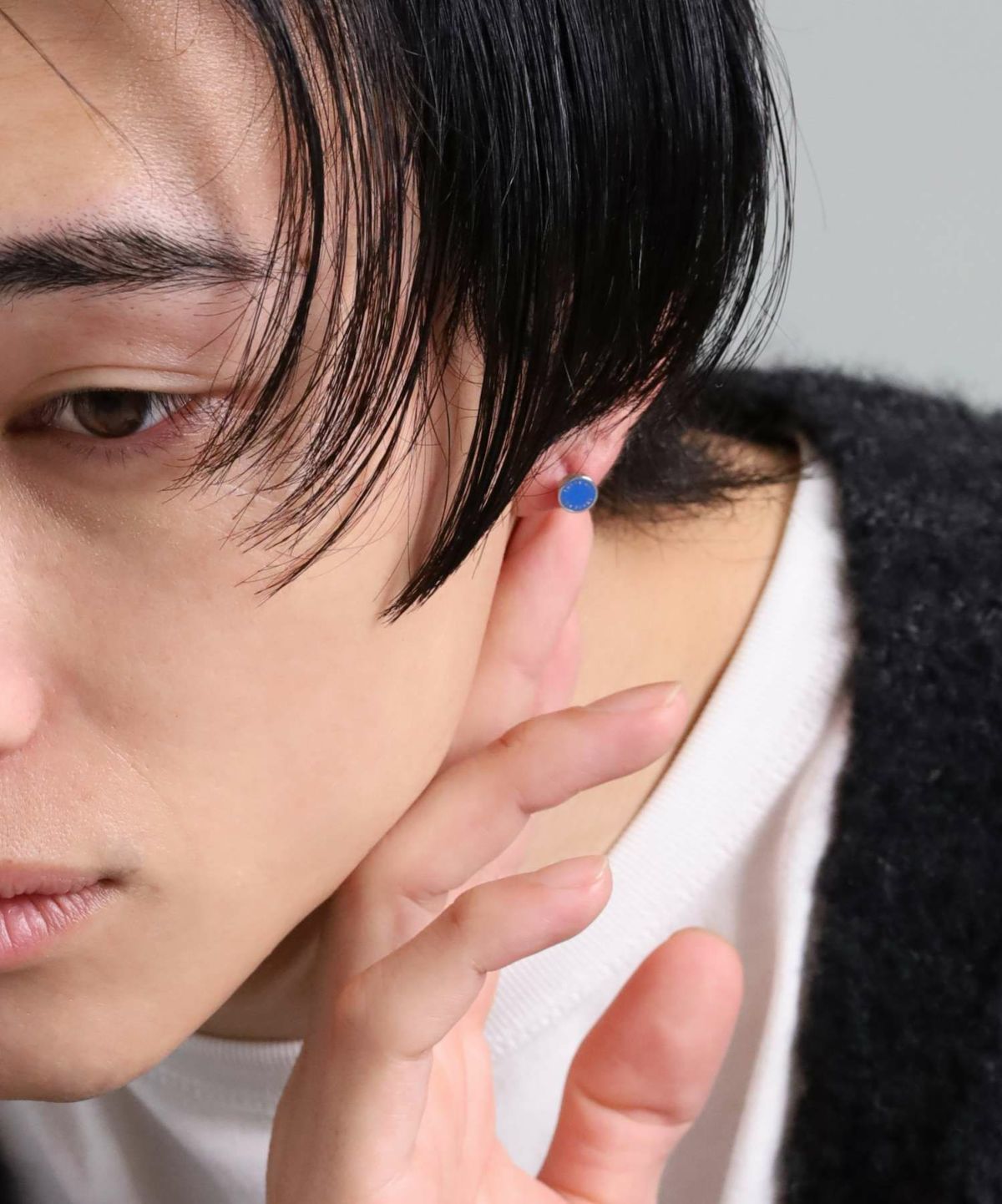 【WEB限定】サークルコインスタッズピアス/シルバー×ブルー/サージカルステンレス316L（金属アレルギー対応）