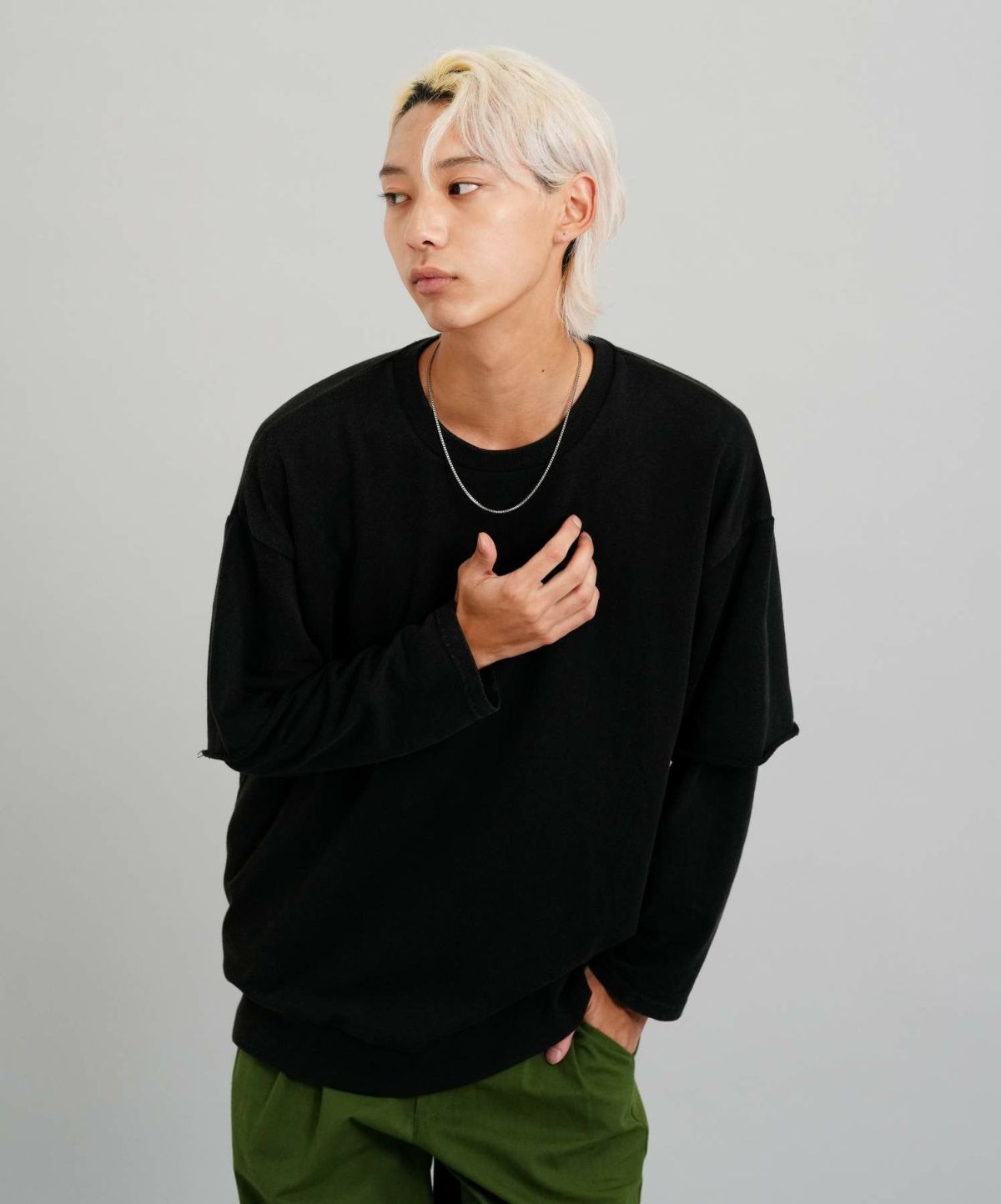 【WEB限定】slenderyチェーンネックレス/ベネチアンチェーン/シルバー×ブラック/サージカルステンレス316L（金属アレルギー対応）