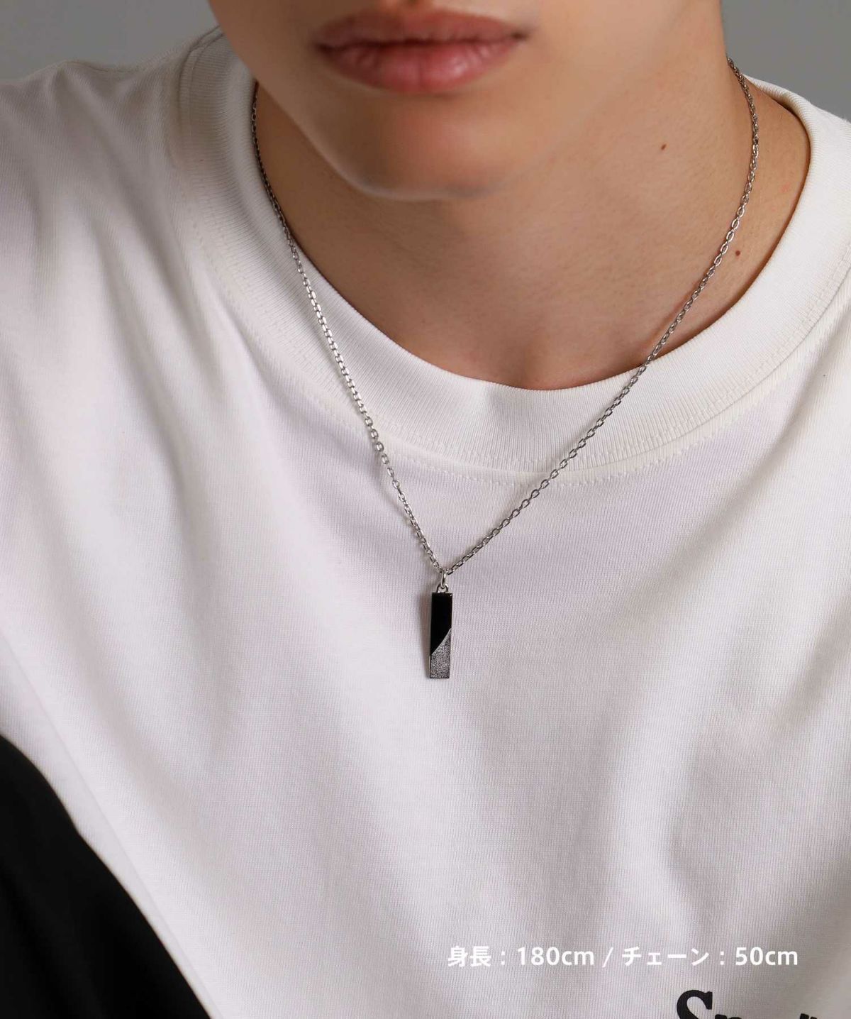 【WEB限定】トライネックレス/サンドプレート/シルバー×ブラック/サージカルステンレス316L（金属アレルギー対応）