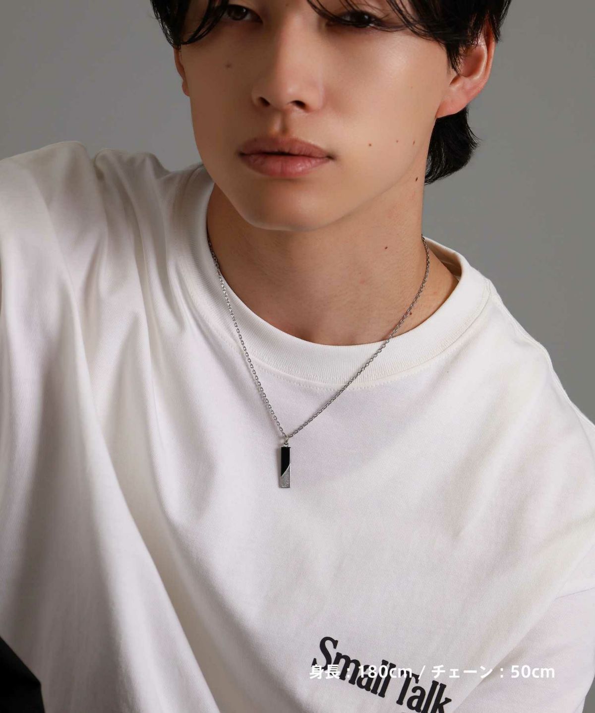 【WEB限定】トライネックレス/サンドプレート/シルバー×ブラック/サージカルステンレス316L（金属アレルギー対応）