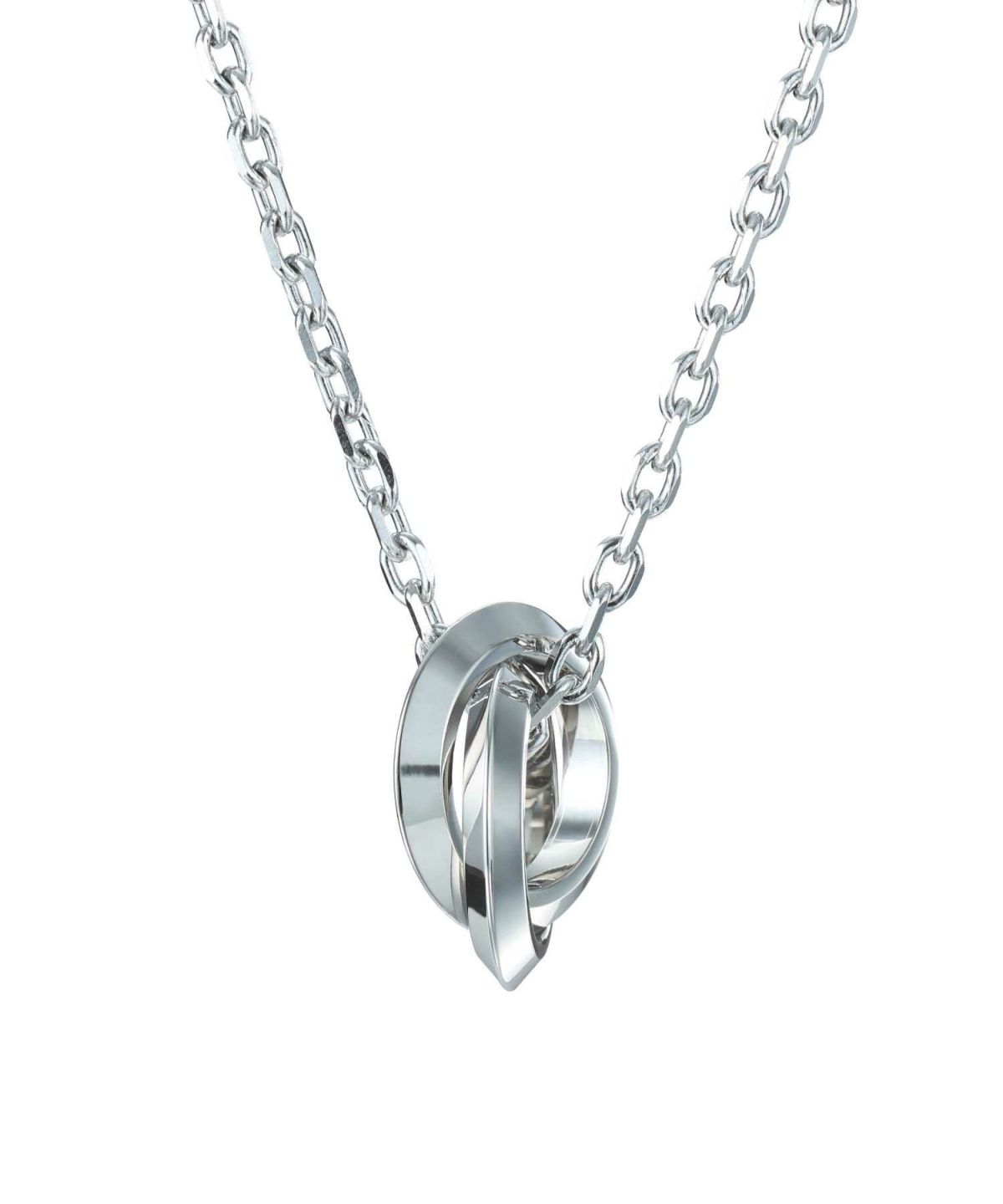 【WEB限定】エッジダブルリングネックレス/シルバー/サージカルステンレス316L（金属アレルギー対応）