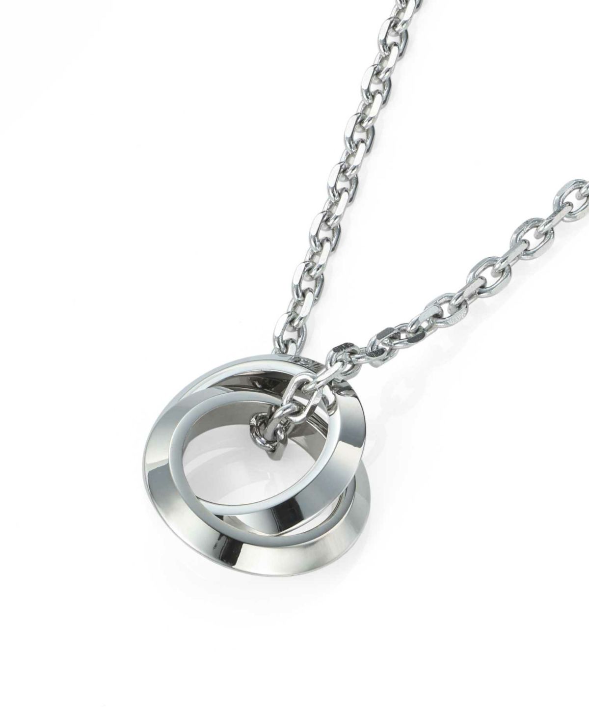 【WEB限定】エッジダブルリングネックレス/シルバー/サージカルステンレス316L（金属アレルギー対応）