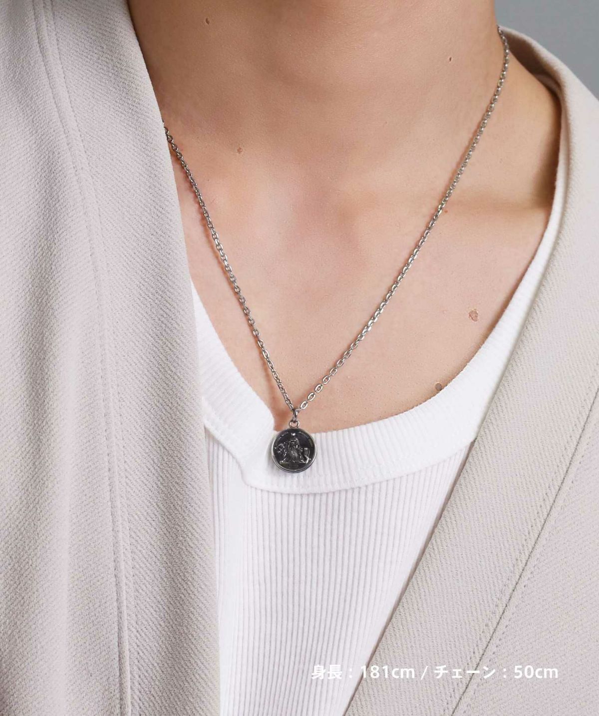 【WEB限定】ウナ＆ライオンコインネックレス/サージカルステンレス316L（金属アレルギー対応）