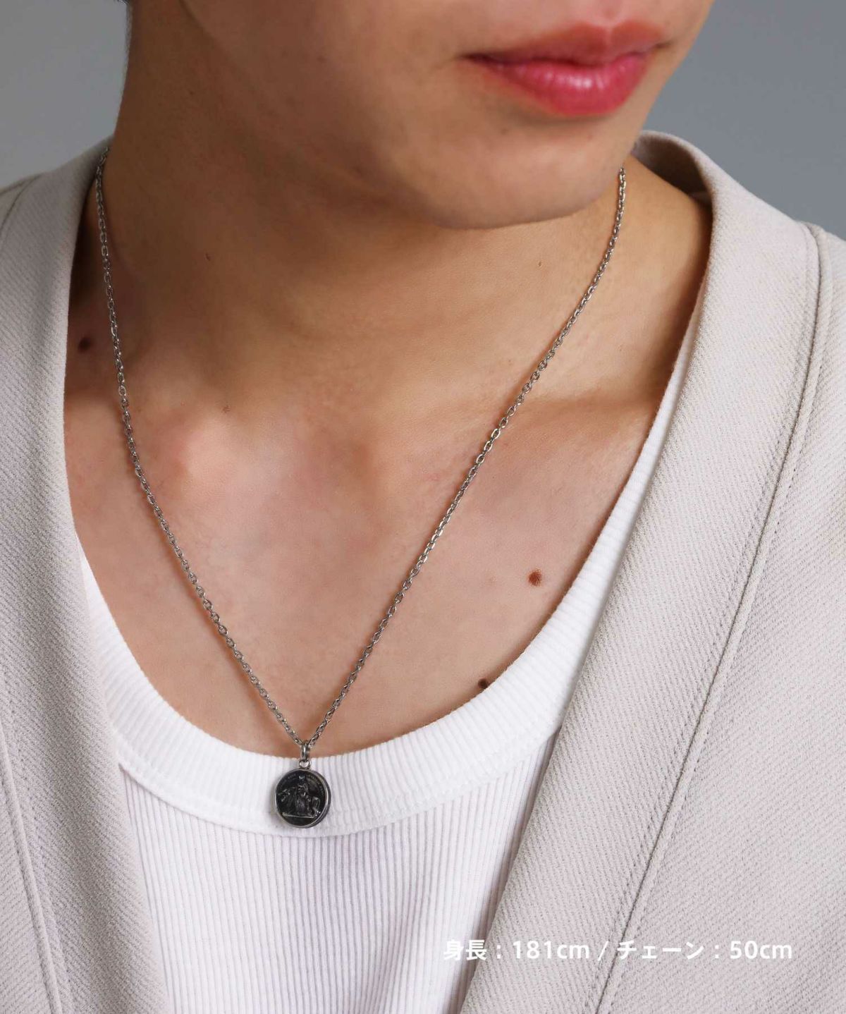 【WEB限定】ウナ＆ライオンコインネックレス/サージカルステンレス316L（金属アレルギー対応）