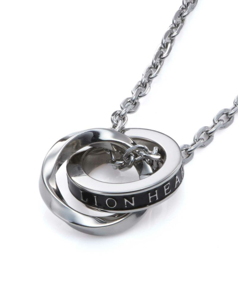 【即発】LION HEART ネックレス メンズ 316L ロゴ ダブルリング ライオンハート ロゴ ダブルリング ネックレス サージカル
