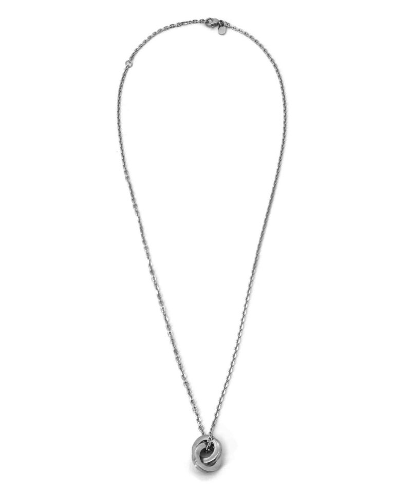 【WEB限定】リバースラウンドダブルリングネックレス/サージカルステンレス316L（金属アレルギー対応）