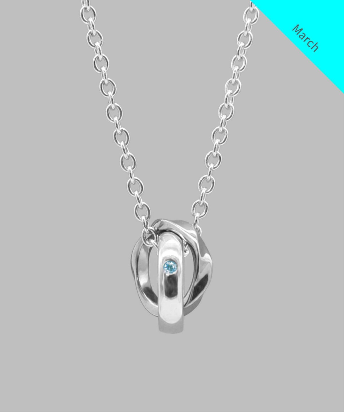 バースウェーブダブルリングネックレス/3月/シルバー925