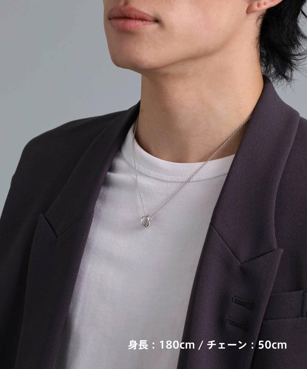 ジ・エッジダブルリングペアネックレス/シルバー&ピンク/シルバー925