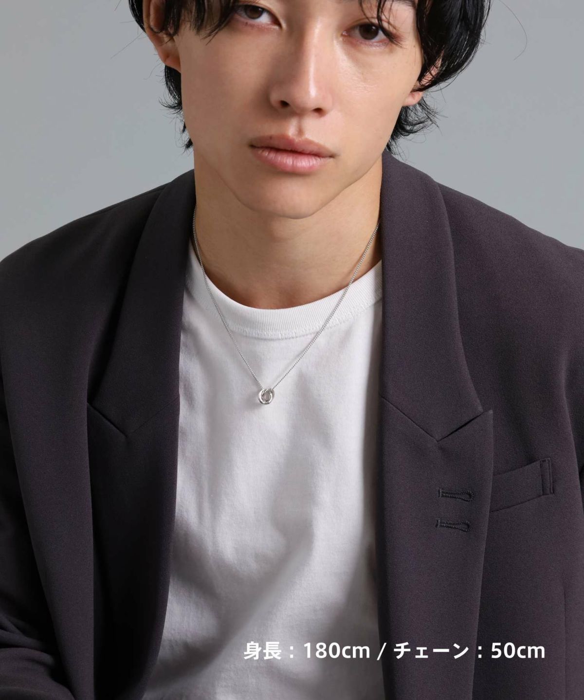 eraラウンドダブルリングペアネックレス/ダイヤモンド&サージカルステンレス316L