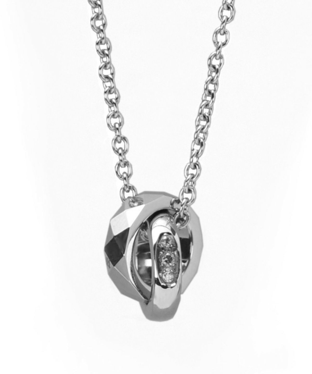 スタッドダブルリングネックレス/シルバー/ジルコニア/サージカルステンレス316L（金属アレルギー対応）