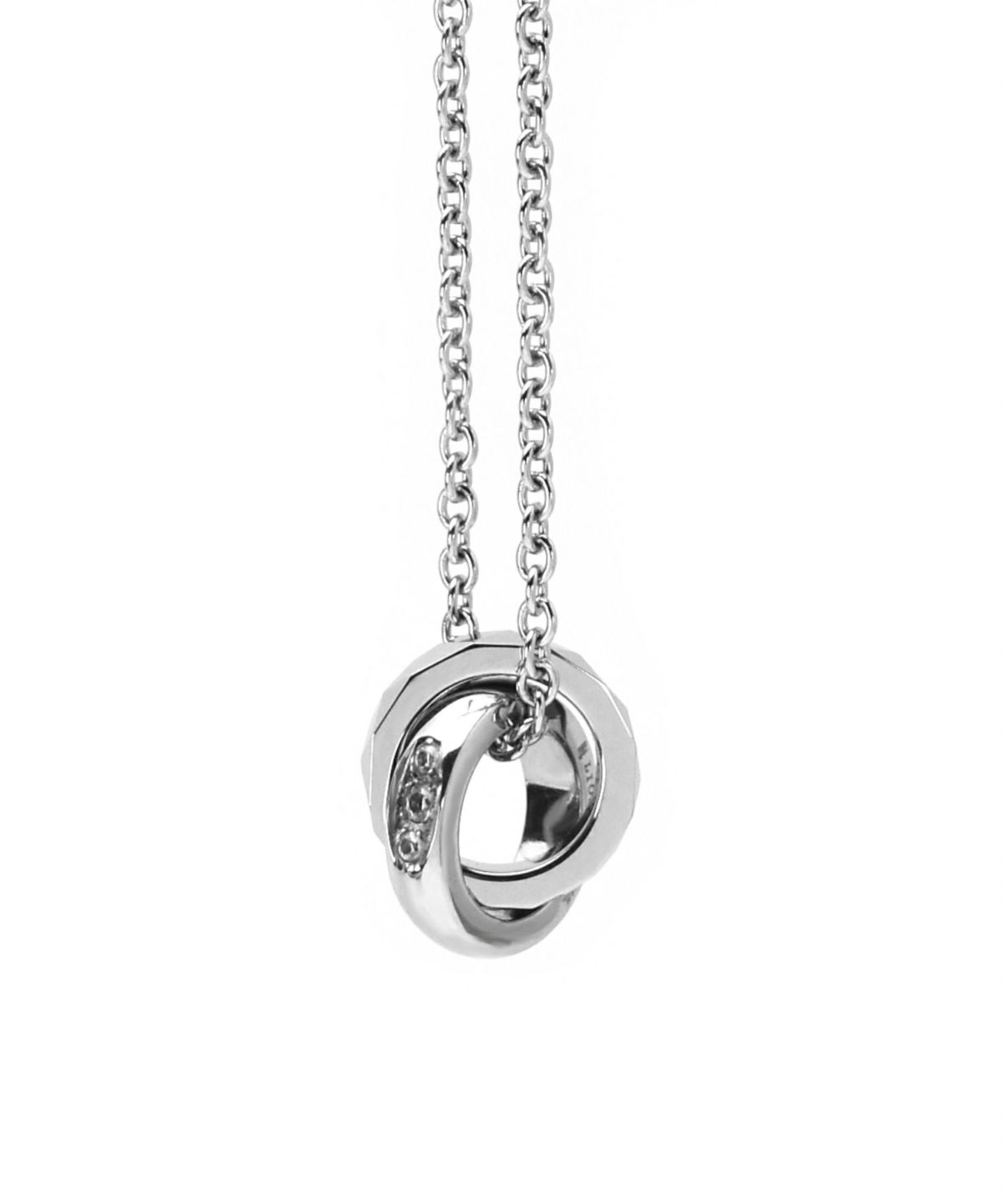 スタッドダブルリングネックレス/シルバー/ジルコニア/サージカルステンレス316L（金属アレルギー対応）