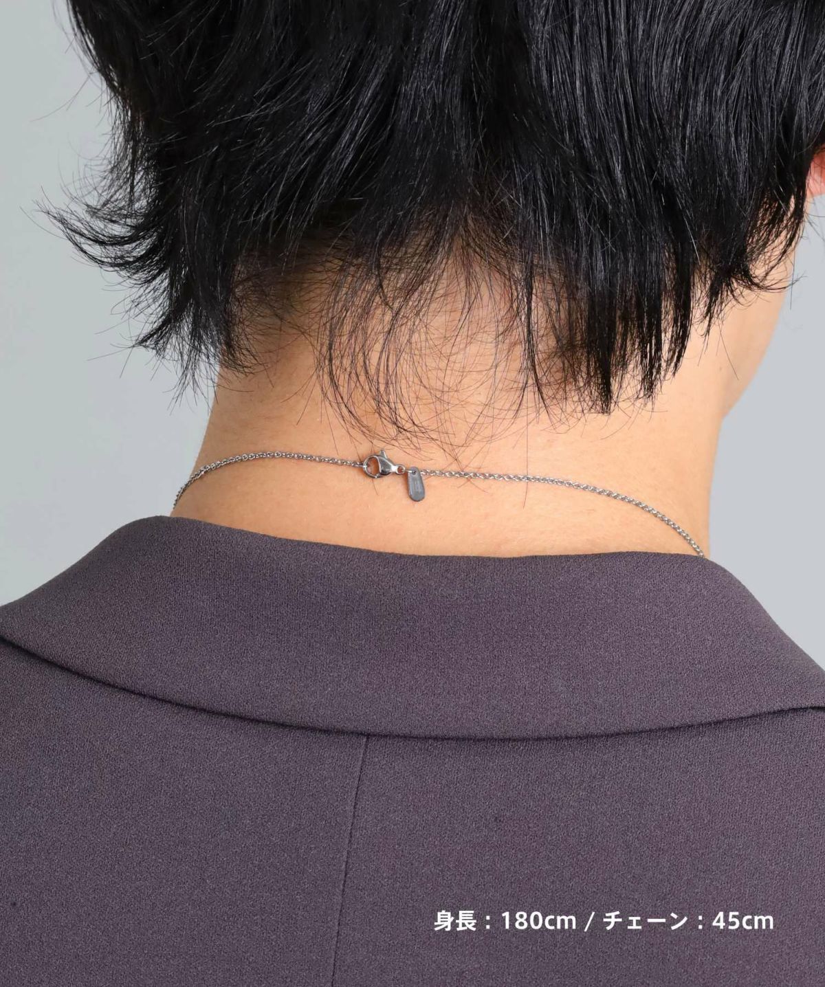 スタッドダブルリングネックレス/シルバー/ジルコニア/サージカルステンレス316L（金属アレルギー対応）