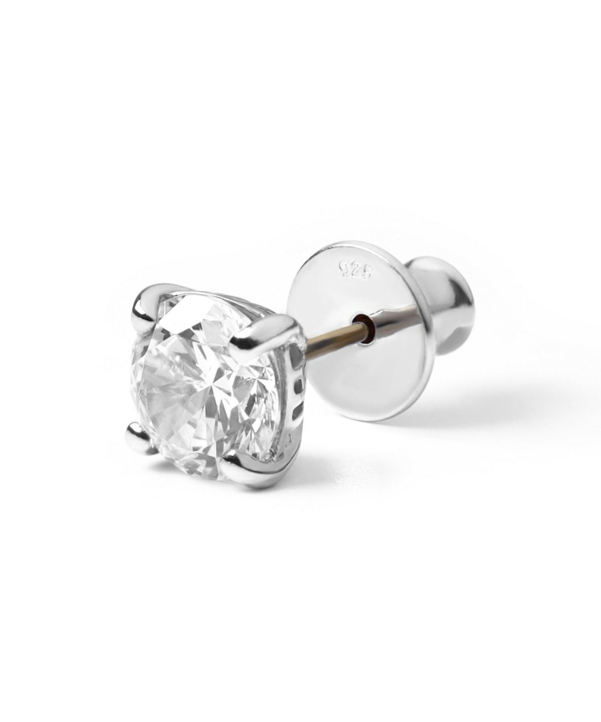 スタッズピアス/ロゴ/クリアジルコニア/シルバー925