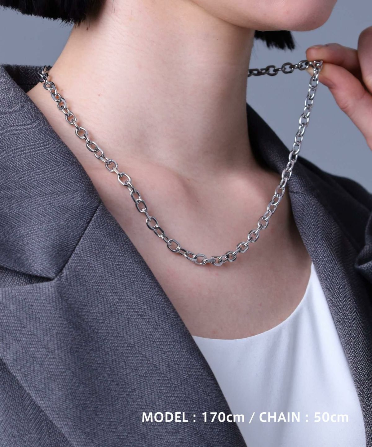 【WEB限定】ボリュームチェーンネックレス/カットアズキ0.56cm/サージカルステンレス316L（金属アレルギー対応）